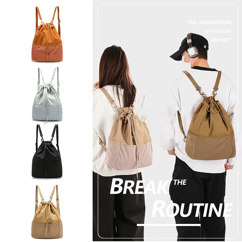Lightweight Drawstring Backpack Large Capacity Outdoor Hiking Travel Rucksack Casual Daypack Fits 15 Inch Laptop 5 Color Options