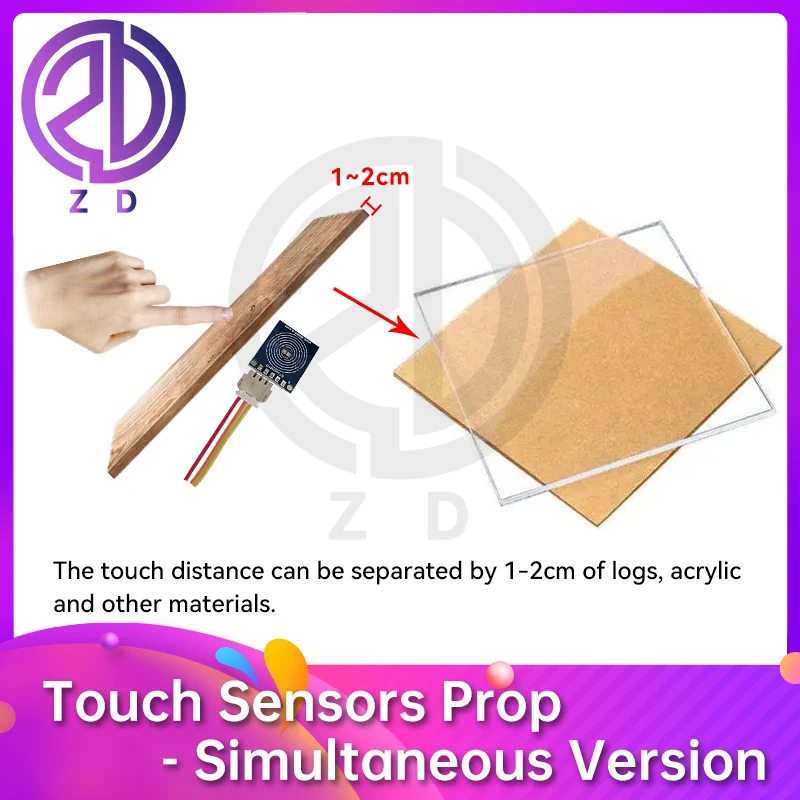 Touch Sensors Prop Simultaneous Version finger touch several touch sensors at the same time to unlock escape game ZD escape room