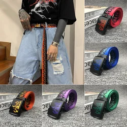 European American Fashion Flame Belts Unisex Hip-hop Style Belts Colorful Canvas Webbing Casual Belts Apparel Accessories 125cm