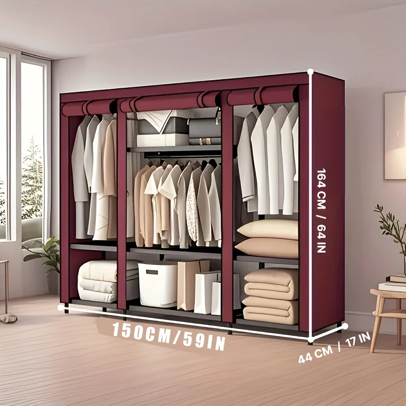 59 Inch Portable Wardrobe- Large Capacity Clothes Storage Rack