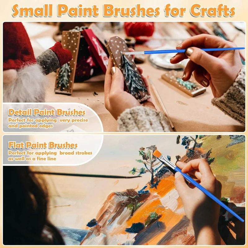 240Pcs Small Paint Brush,Flat Fine Tip Artist Paint Brushes,Craft Paint Brushes For Kids Oil Watercolor Canvas Painting