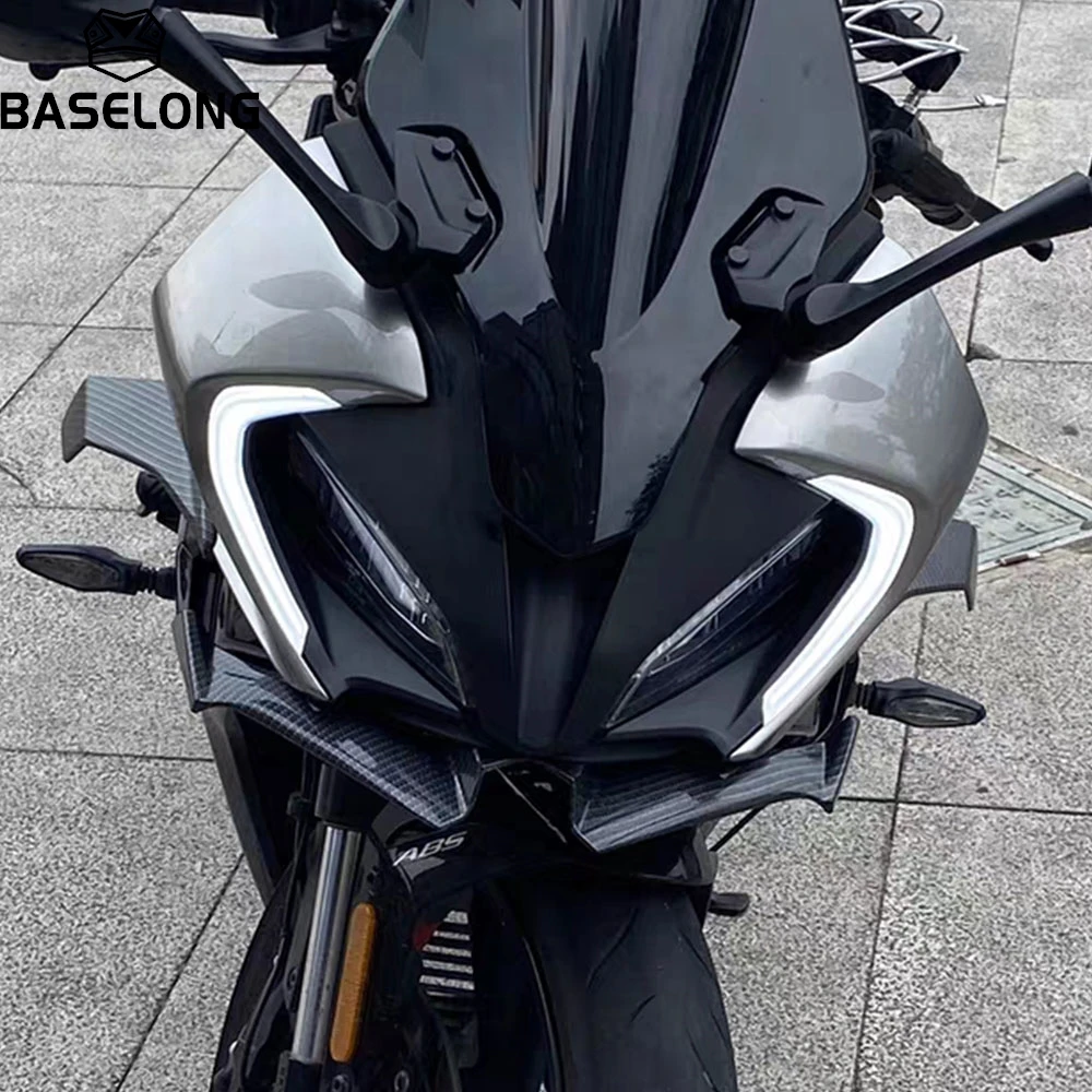 For CFMOTO 450SR 450SS Motorcycle Front Lip Spoiler ABS Air Deflector with Carbon Fiber Look Aerodynamic Stability Enhancement