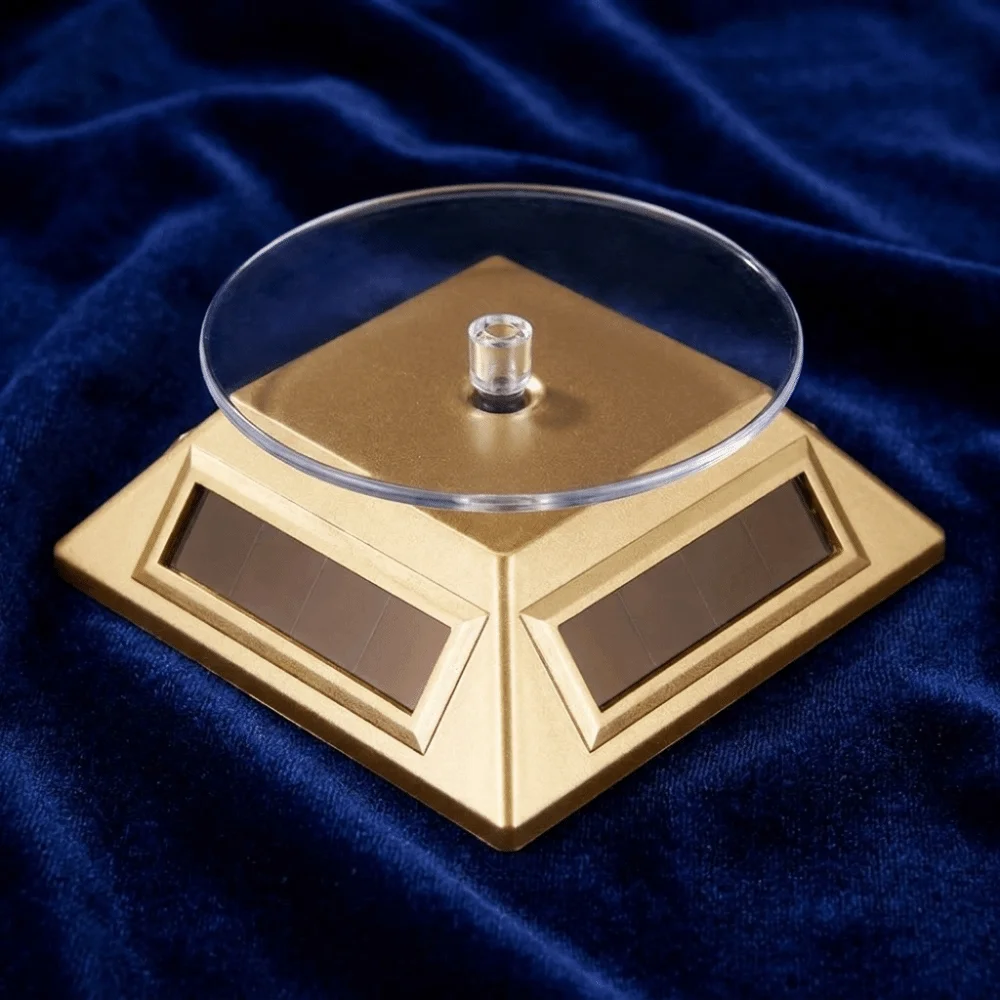 360 Degree Rotation Solar Turntable Compact Design Solar Powered Jewelry Display Stand Gift Display Portable Display Riser