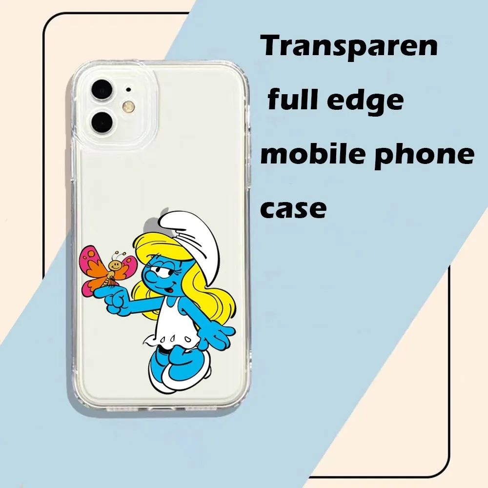 Cartoon The S-Smurfs Phone Case For Iphone 15 11 13 14 Pro Max 7 8 Plus X Xr Xs Max Se2020 12mini Transparent Cover