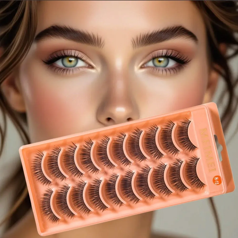 10Pairs 3D Mink False Eyelashes HandMade Thick Volume Cosplay Lashes Soft Fluffy Natural Look Mink Lashes Eye Lash Extension