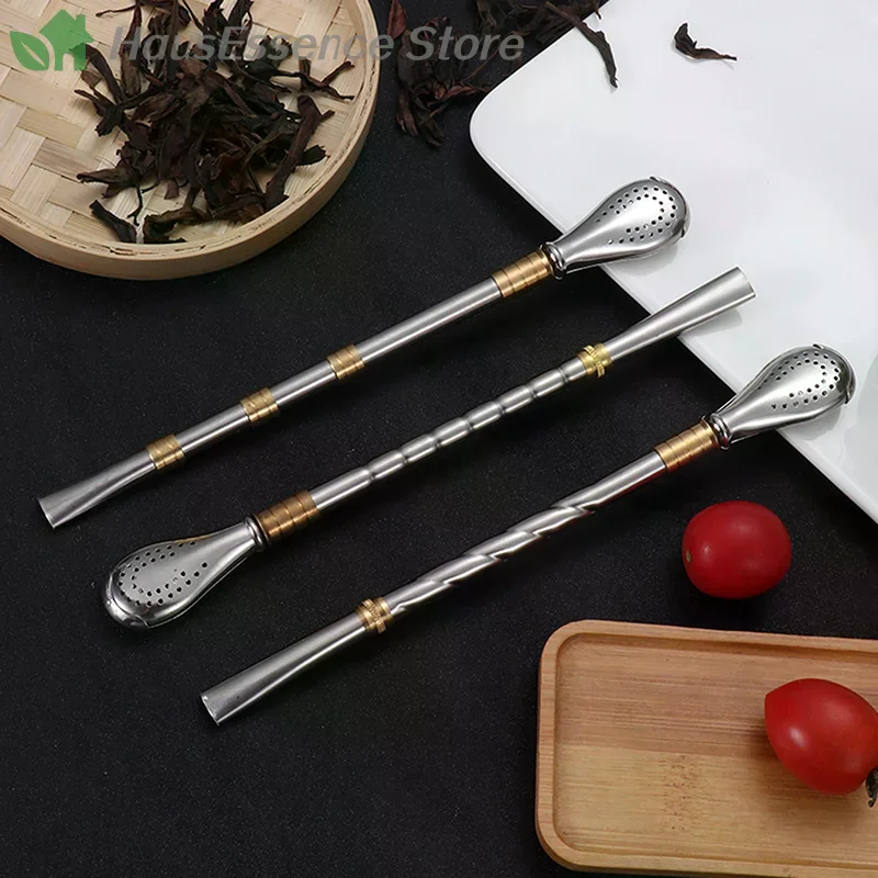 ※Stainless Steel Reusable Straws Metal Drinking Straw Yerba Mate Tea Spoon Drinkware Washable Tea Filter Cocktail