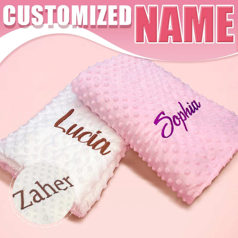 Custom Name Personalised Newborn Baby Blanket Swaddling Swaddle Wrap Soft Fleece Toddler Crib Bed Stroller Blanket Toddler Gift