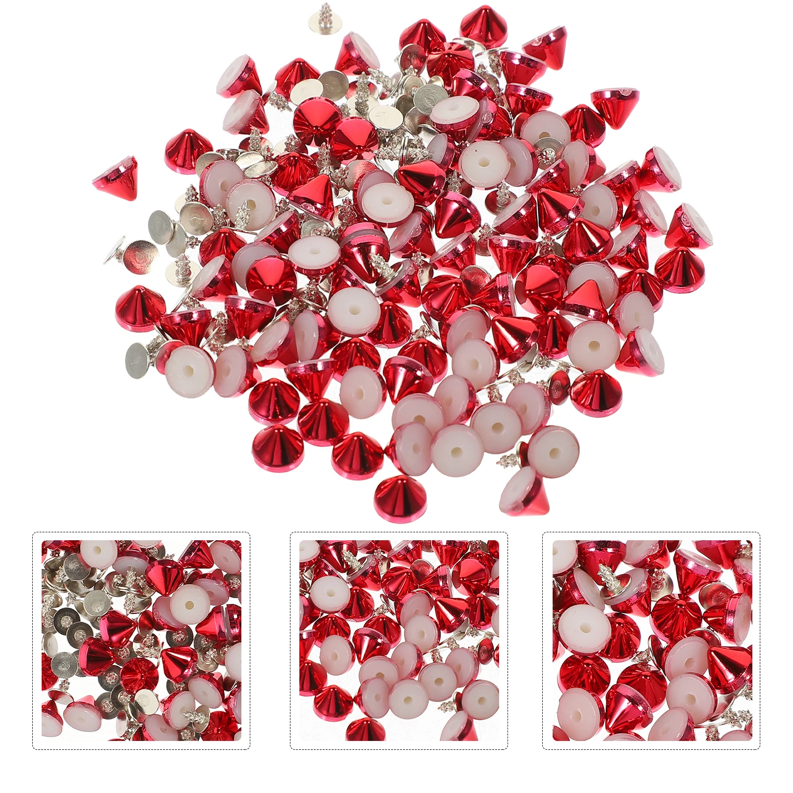 

100 Pcs Vibrant Red Rivets Sturdy Plastic Flatback Punk Studs For Diy Crafts Decorative Spike Set Leathercraft Accessories