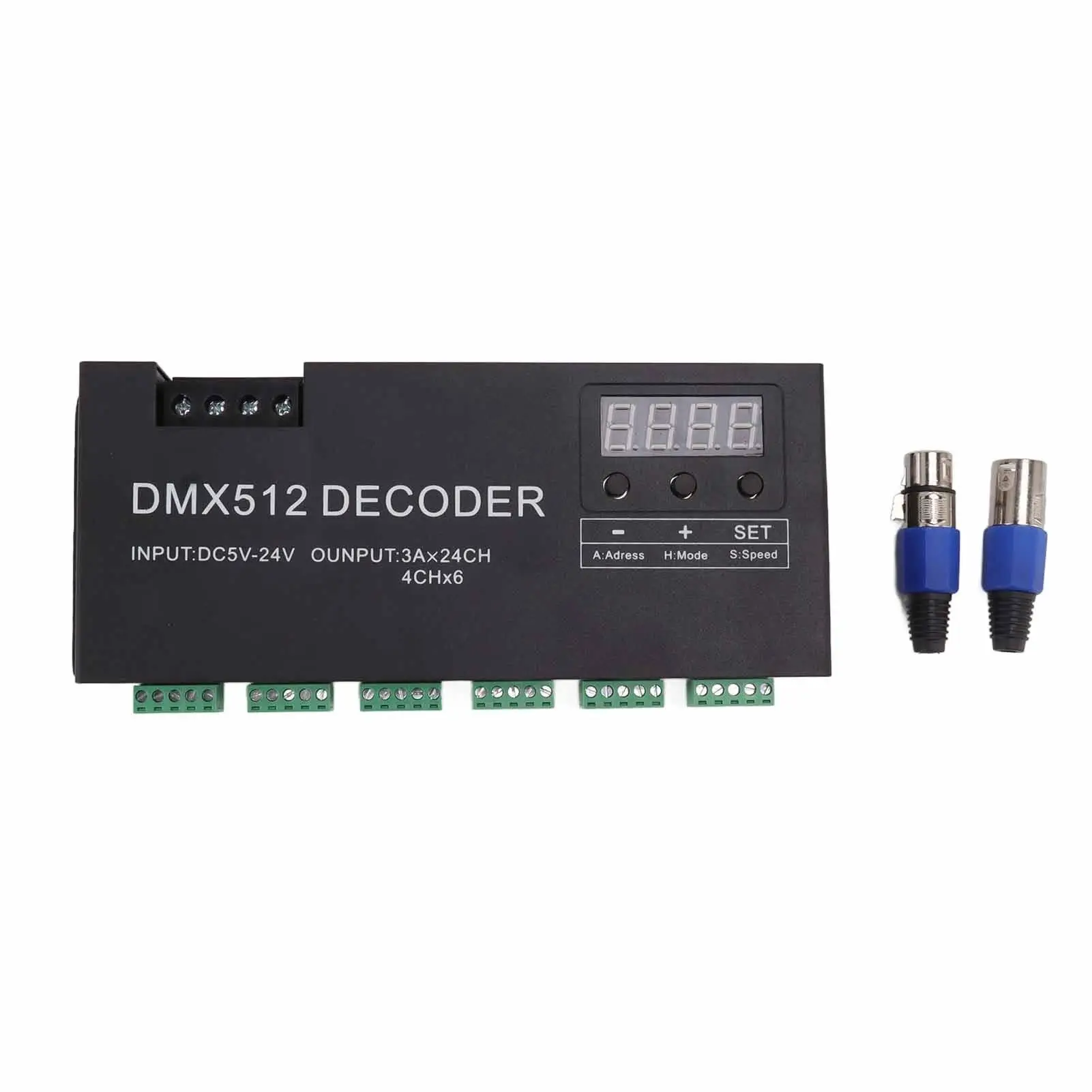 

24-Channel DMX Decoder RGB Light Controller DC 5-24V with Digital Display for stage Lighting Control