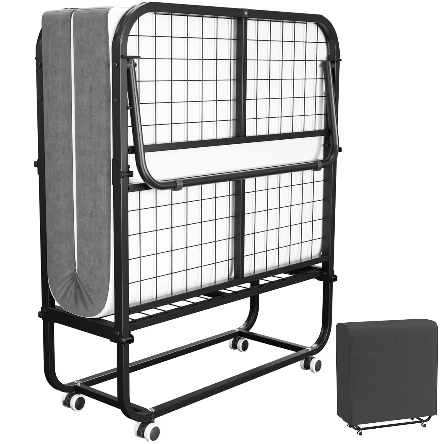 Foldable Bed With Mattress For Adults, Single Size Rollaway Guest Bed - Folding Frame With 5” Memory, Customized