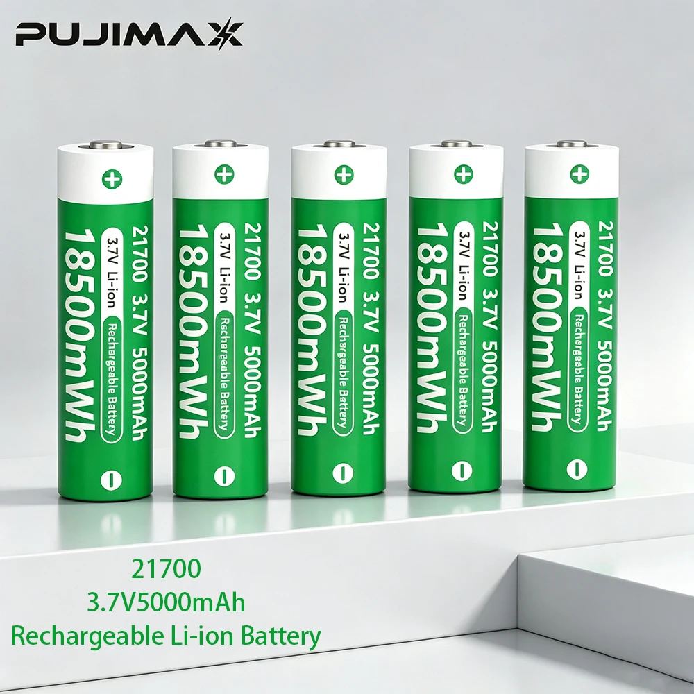 PUJIMAX 21700 3.7V 5000mAh Rechargeable Li-ion Battery High-quality Flat Head 21700 Batteries for Small Fan Power Tool Model Shi