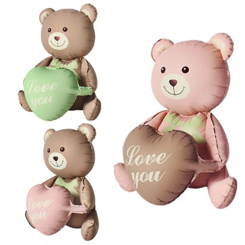 Cute Love Embracing Bear Balloon Love You  Bear Balloon Date Confession Drops For Girl Happy You Baby Theme Birthday Party Decor