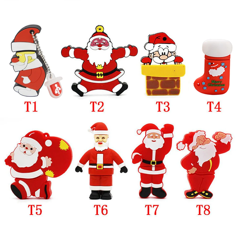 High Speed Cartoon Santa Claus USB 2.0 Flash Drive128MB-128GB 4GB Pen Drive 8GB16GB U Stick 64GB pendrive 32GB Christmas gifts