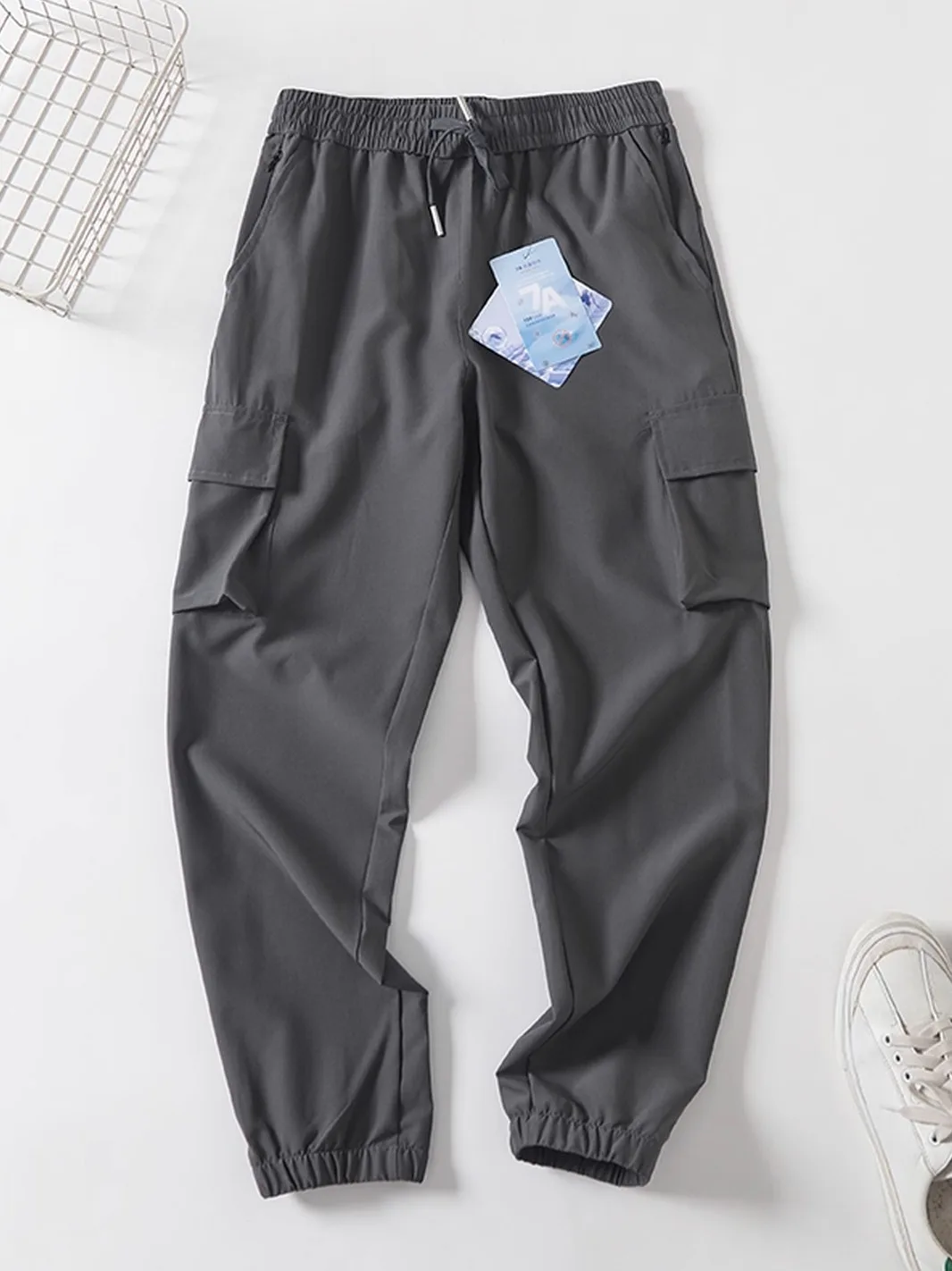 

Легкие дышащие спортивные брюки из ледяного шелка для мужчин, свободные прямые брюки с манжетами, повседневные летние новинки