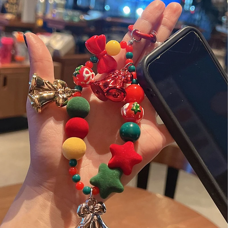 Christmas Series Lanyard For Phone Anti-Lost Bracelet For Mobile Phone Case Wrist Strap Car Keychain Cute Phone Charm