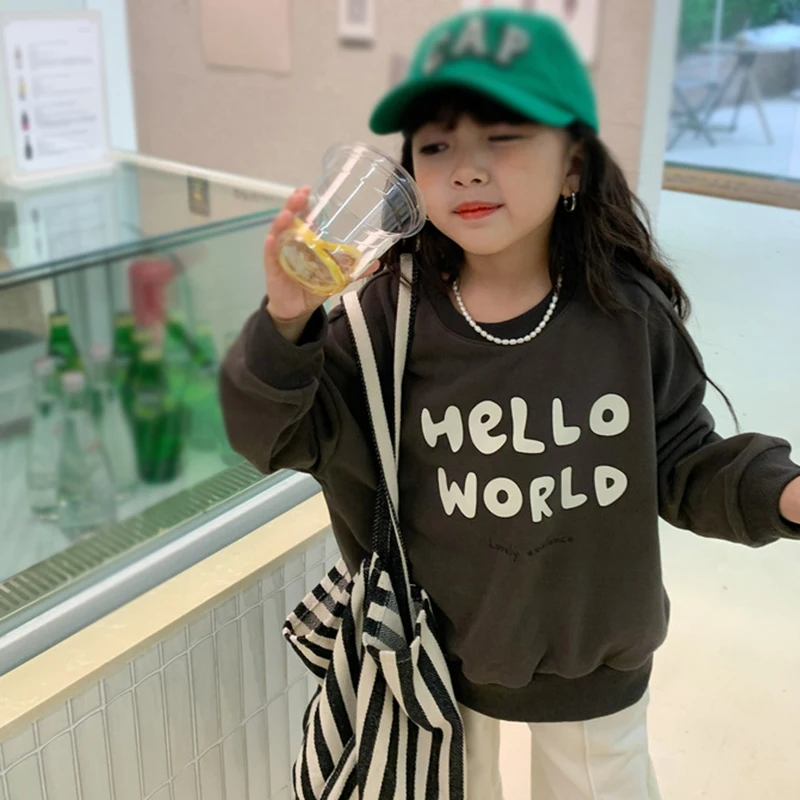 Printed Children Sweatshirts Tops Kids Long Sleeve Girls Sweatshirt Cartoon Thick Warm Hoodies Pullovers Boy Girl Fleece Clothes