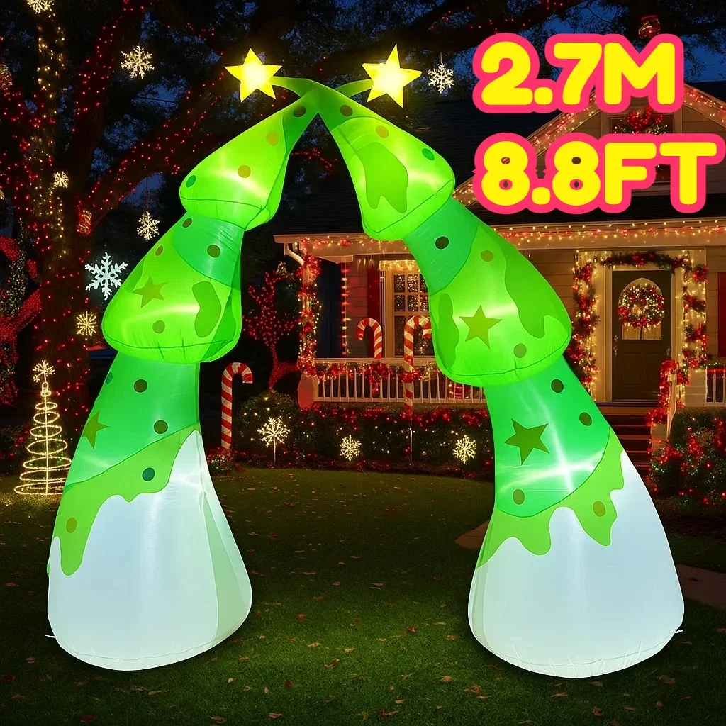 Arco de árbol de Navidad de 2,7 M/8,8 pies, modelo inflable, decoraciones navideñas, luces LED, decoración navideña al aire libre, decoración de fiesta en el patio del hogar