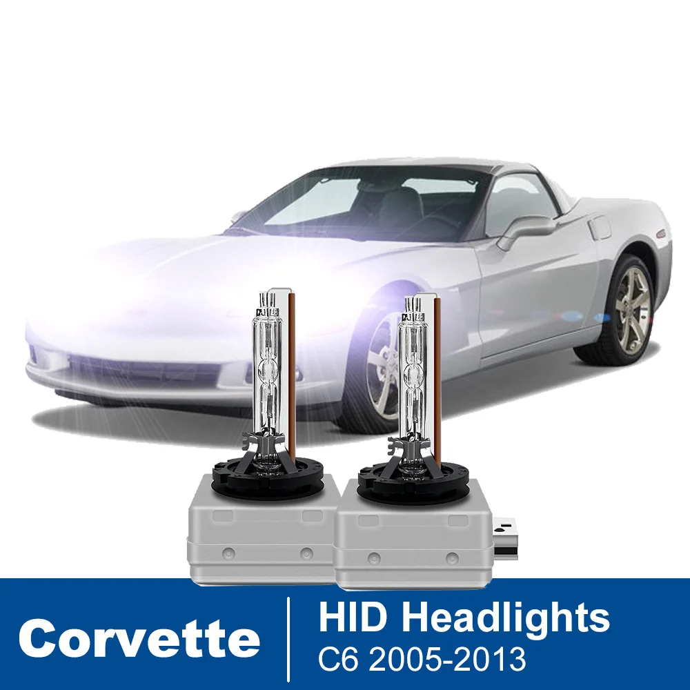 

2Pcs HID Xenon Headlight Bulb For Chevrolet Corvette C6 2005 2006 2007-2013 6000K Low Beam (Only fit original bulb is Xenon）