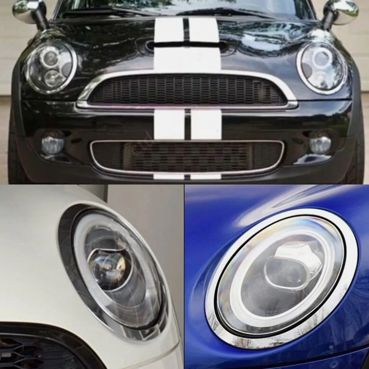 For BMW Mini Cooper F55 F56 F57 2014 2015 2016 2017 2018 Ring Cover Chrome Front Headlight cover cap Trim Car accessories view 2