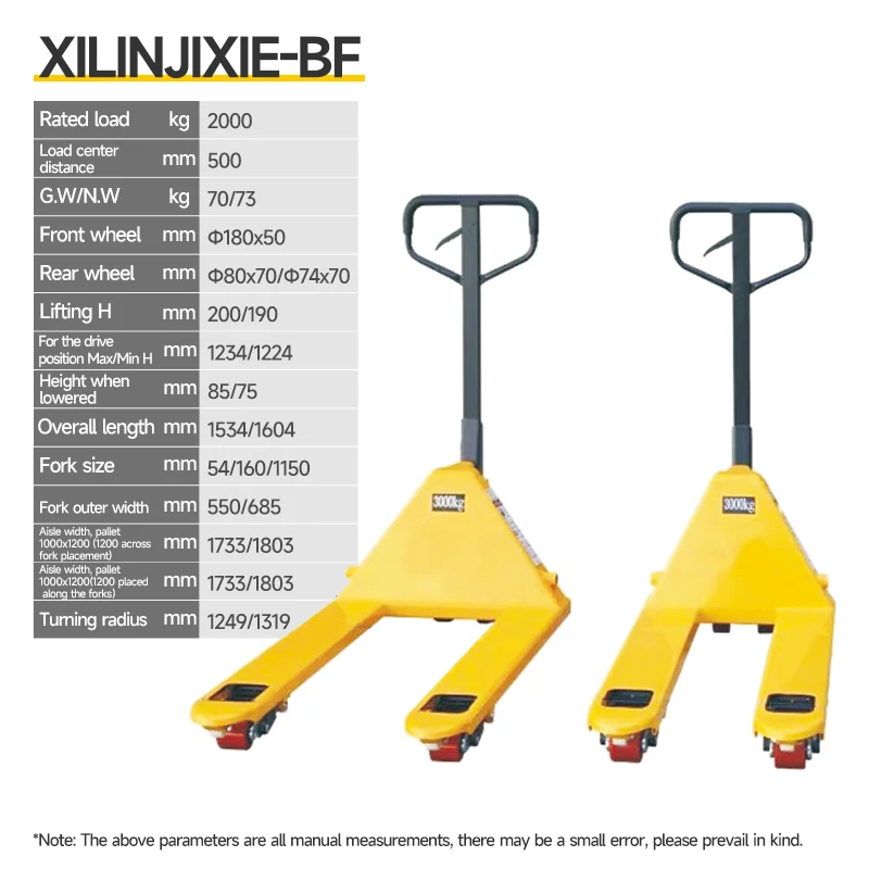 رافعة شوكية بعجلات من النايلون بسعة 2 طن، شاحنة منصة يدوية هيدروليكية، جاك البليت اليدوي