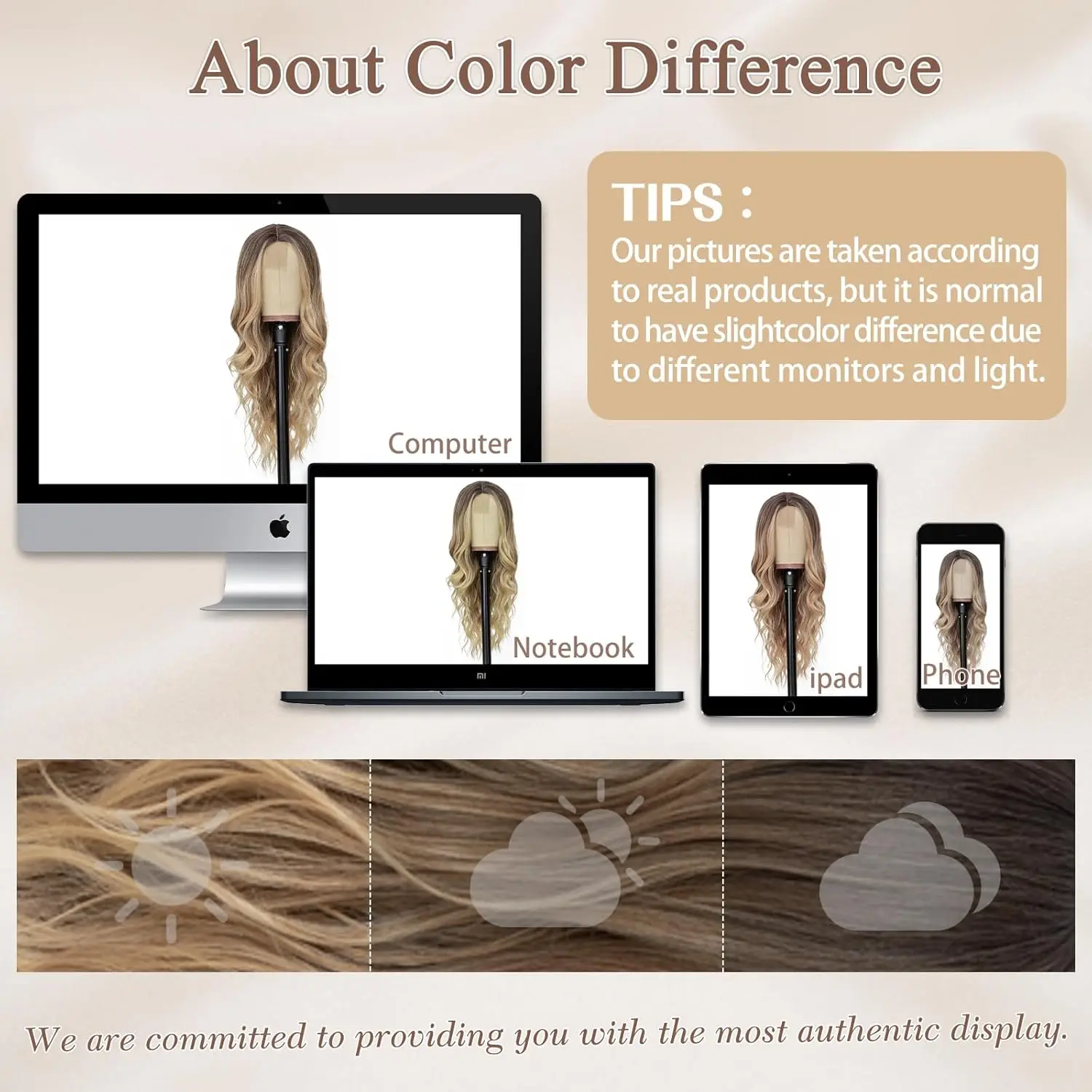 باروكة صناعية طويلة من الدانتيل أومبير أشقر مموج للنساء 26 بوصة الجزء الأوسط مجعد ألياف مقاومة للحرارة للاستخدام اليومي في حفلات الهالوين #5