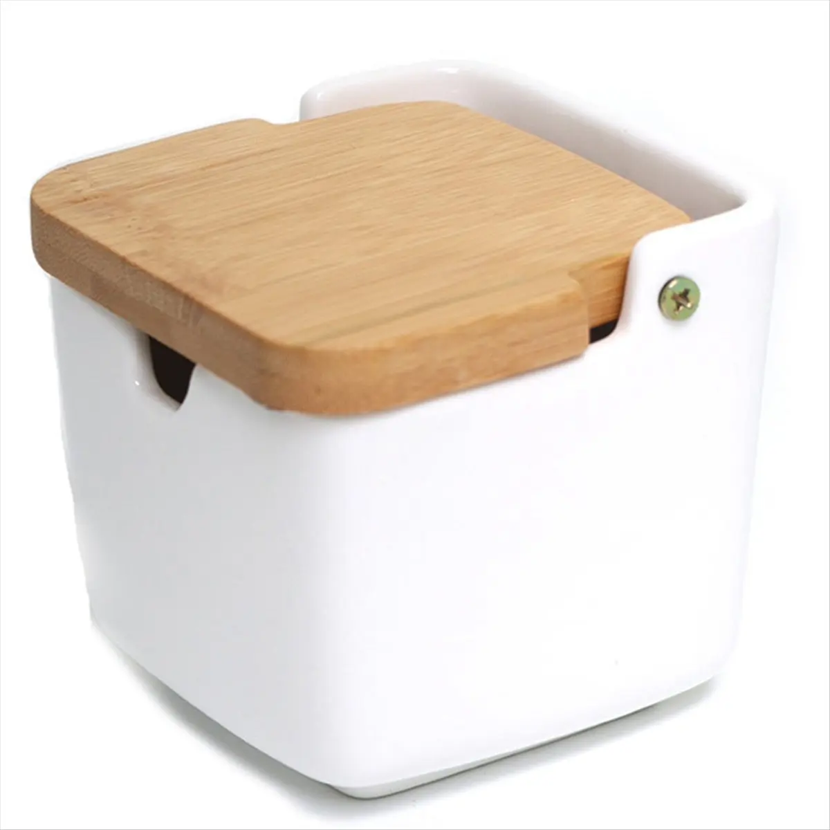 2026 Trend Ceramic Square Flip Lid Spice Jar with Tray Home Use Kitchen Spice Bottle Spice Jar A