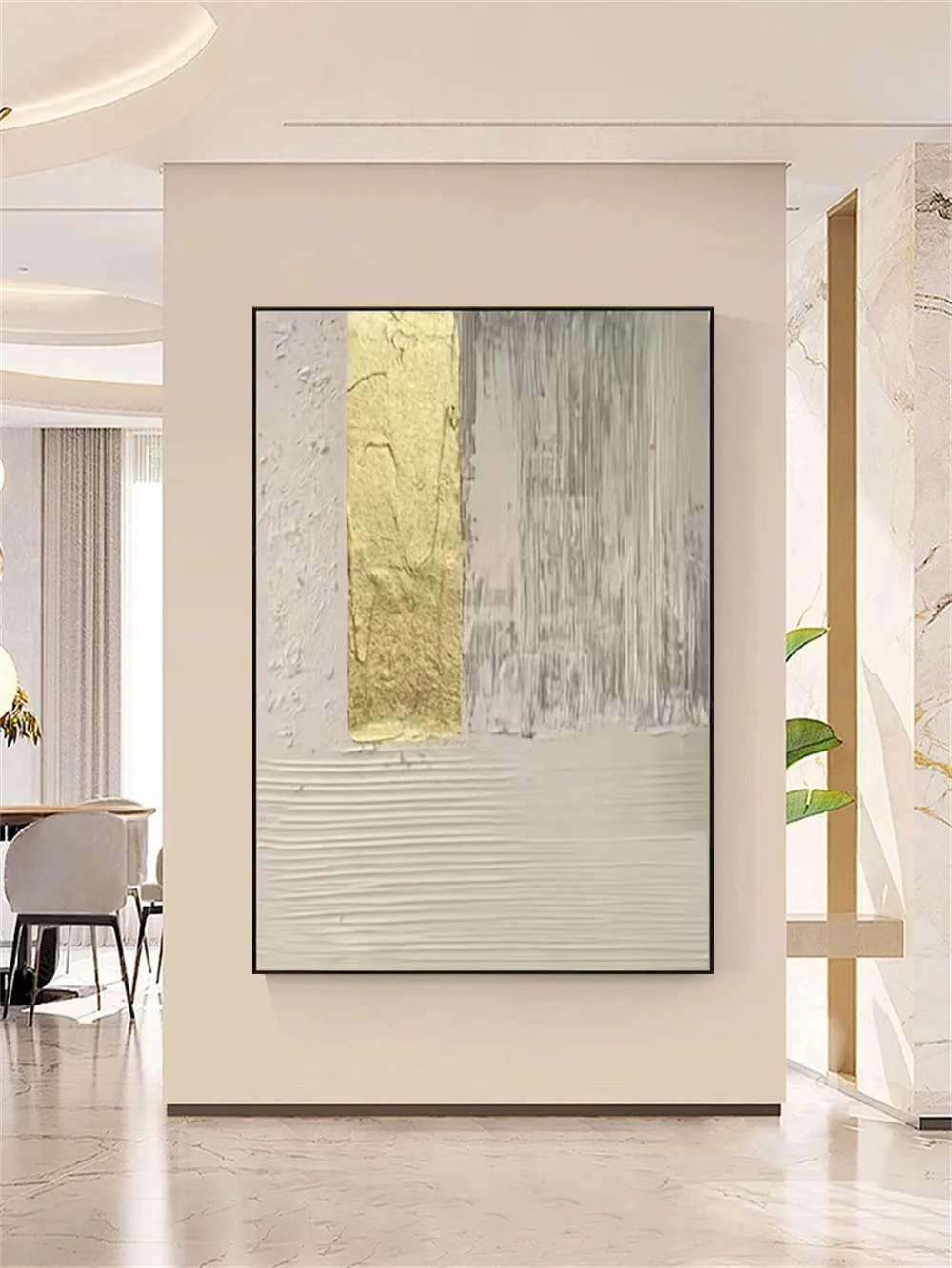 

Minimalist Pure Hand Drawn Modern Gold Foil Oil Painting On Canvas Large-Sized Home Decoration High-End Feel Wall Hanging Chart