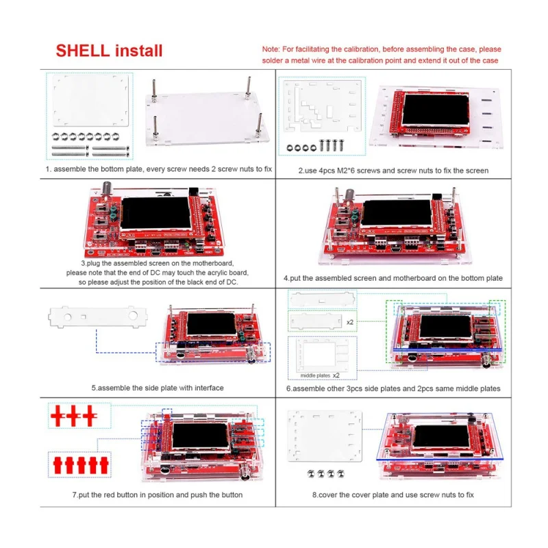 Fully Assembled Digital Osciloscope, 2.4-inch TFTde LCD Screen, Sondealligator Test, acrylic case