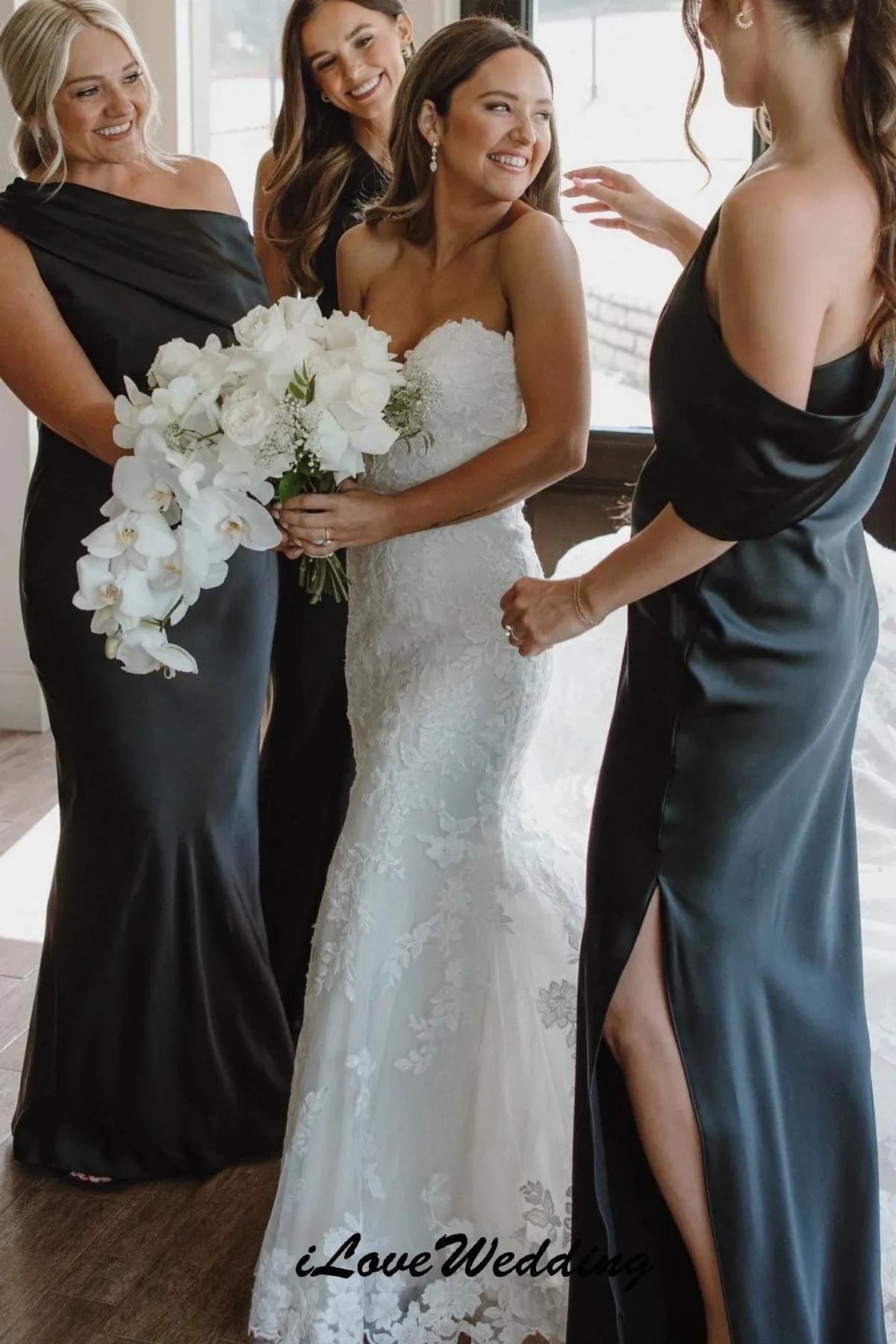 ブルーワンショルダーブライドメイドドレス 2025 エレガントなウェディングパーティードレス女性ゲストマーメイドサテン足首丈フォーマルカスタマイズ