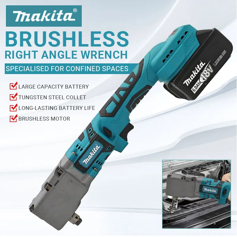 

Makita 4800RPM Right Angle Wrench Cordless Electric Impact Wrench 90 Degree Ratchet Wrench For Makita 18v Battery