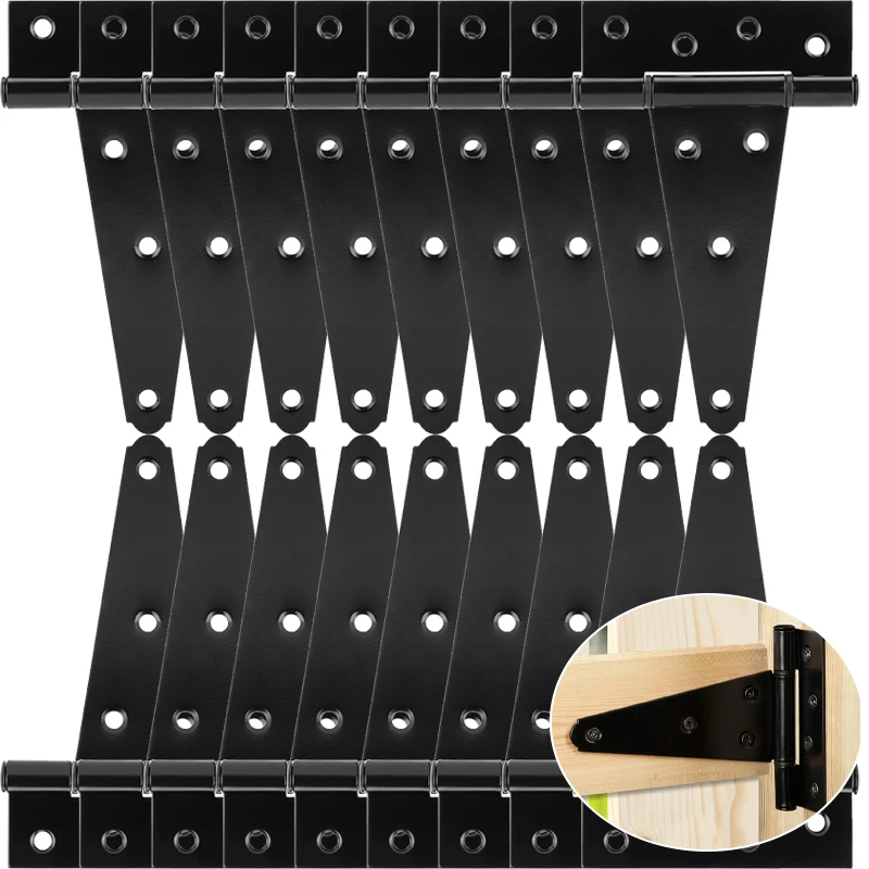

Steel T-shape Hinge Iron Black Triangle Hinges Home Door Gate Cabinet Hinges Rustproof Heavy Duty Furniture Hardware Tools