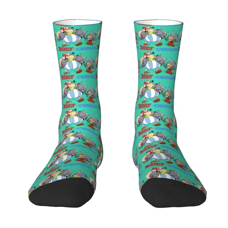 Custom Fashion Men's Asterix And Obelix Hunting Dress Socks Unisex Comfortable Warm 3D Printing Funny Anime Cartoon Crew Socks