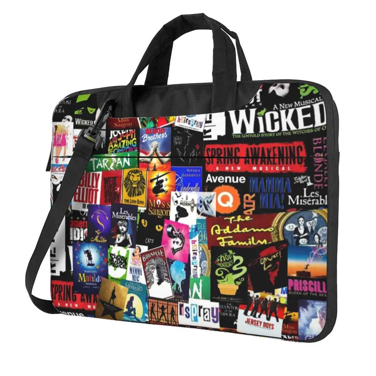 

Musicals Collage II Original Crossbody Laptop Bag Case Computer Bag Resistant Protective Notebook Pouch for Macbook Pro Lenovo