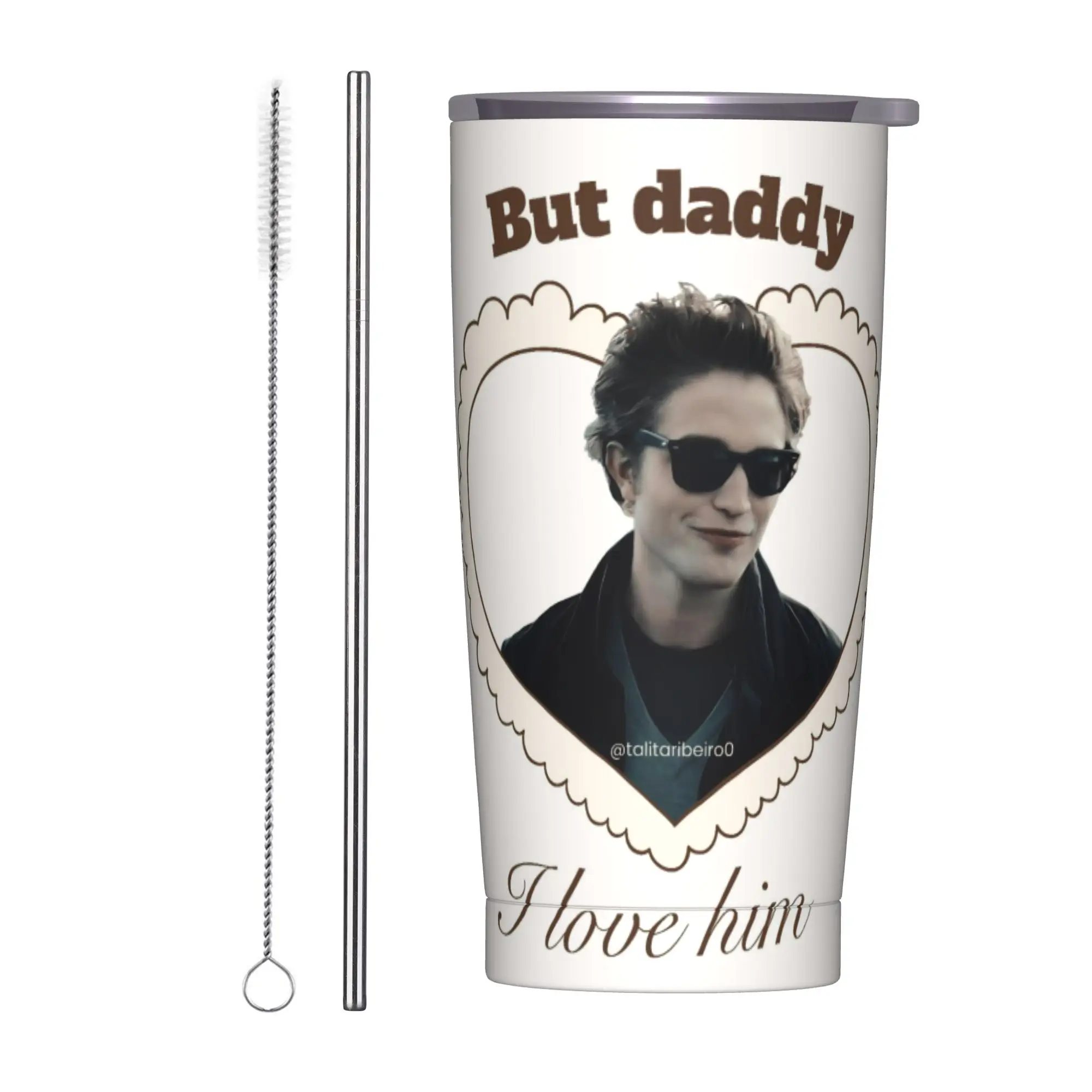 Edwards Cullen  Insulated Tumbler with Straws Lid  Stainless Steel Coffee Mugs Office Home Car Bottle Cup 20oz