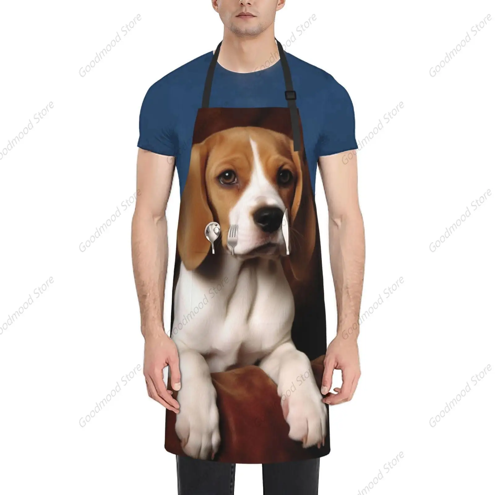 Waterproof Apron For Men Women Pet Dog Beagle Printing Adjustable Cooking With 2 Pockets Kitchen Chef Bibs For Grooming Cooking