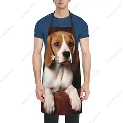 Waterproof Apron For Men Women Pet Dog Beagle Printing Adjustable Cooking With 2 Pockets Kitchen Chef Bibs For Grooming Cooking