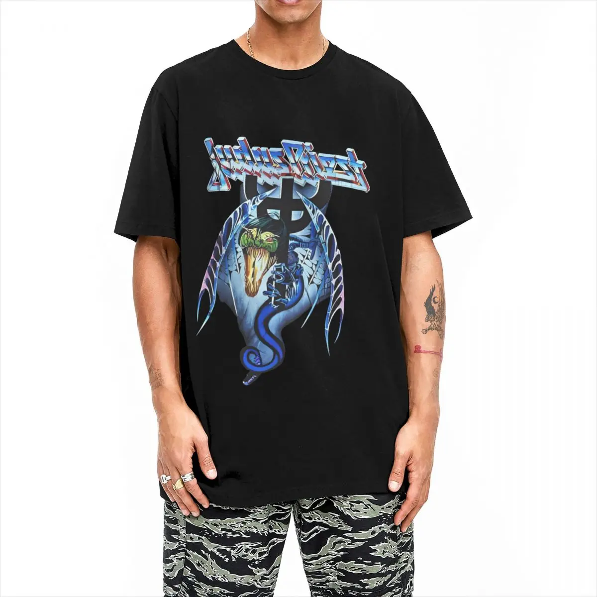 Judas Priest T-Shirt Summer metal Classic T-Shirts Cotton Fashion Tee Shirt For Men Short-Sleeved Custom Logo Top Tees