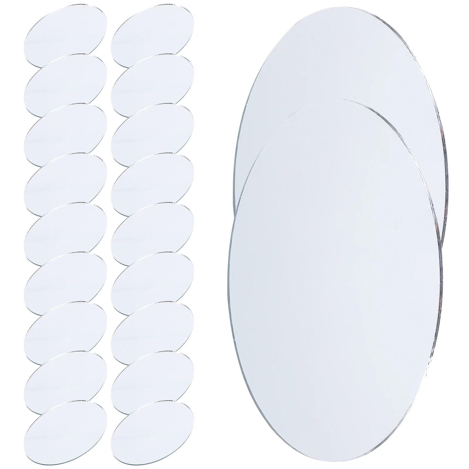 20 Pcs Make up Mirror Vanity Small Oval Pocket DIY Lens Mini Make-up Alloy