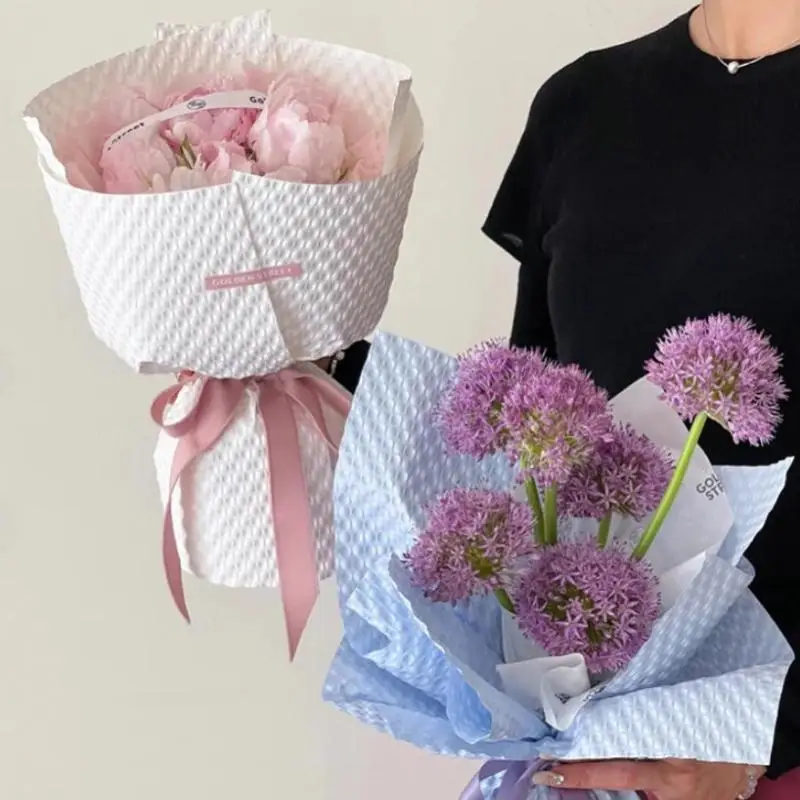 10Pcs 50*50cm Tissue Paper Flower Bouquet Wrapping For Florist Wedding Birthday Party Gift Packing Decor DIY Crafts Dot Embossed - view 3