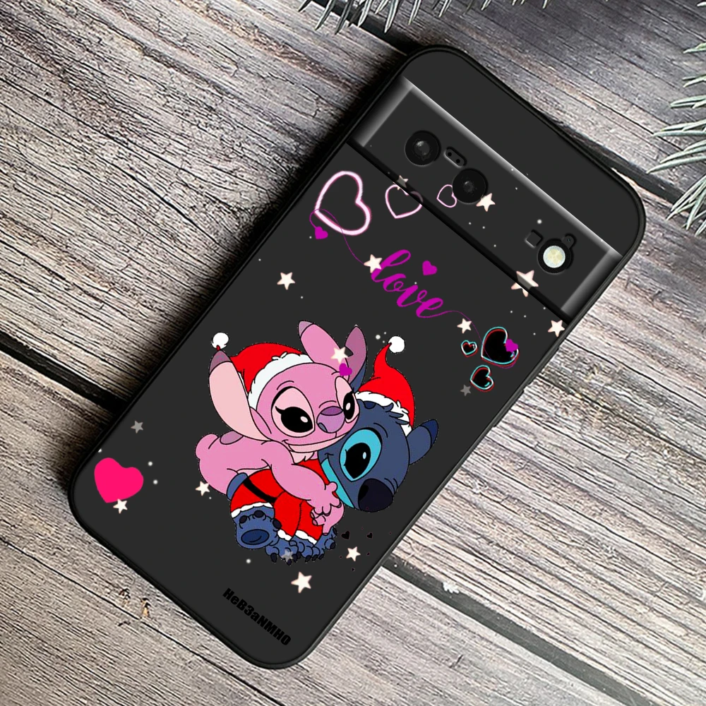 Anime Disney Lilo & Stitch para Google Pixel 8 7A 7 6A 6 5A 5 4 4A XL 5G funda de teléfono TPU de silicona negra a prueba de golpes
