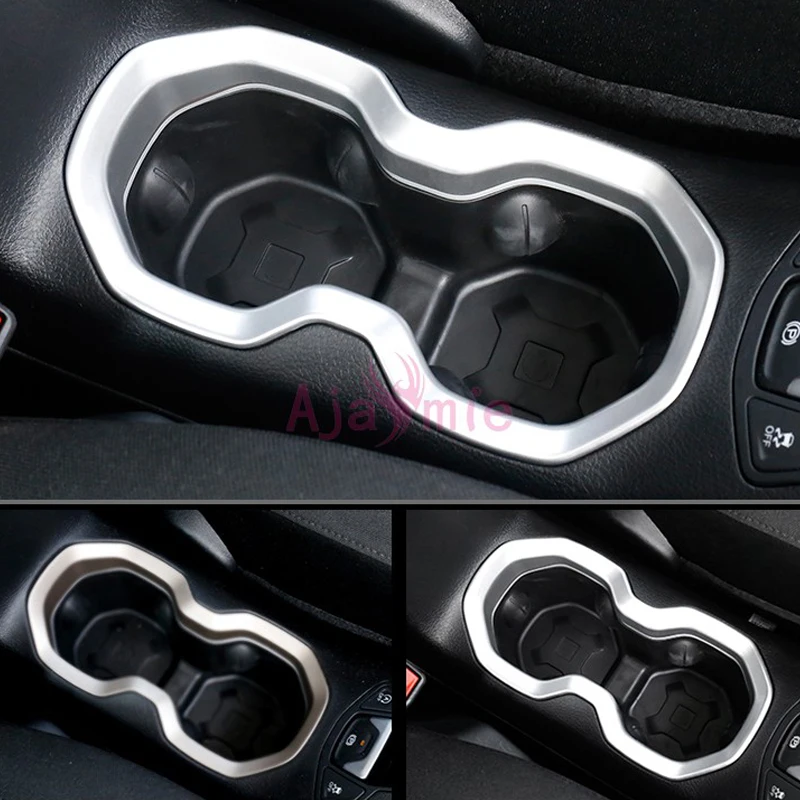 For Jeep Renegade 2016-2018 Interior Water Cup Holder Cover Moulding Trim Stickers ABS Frame Chrome Car Styling Accessories