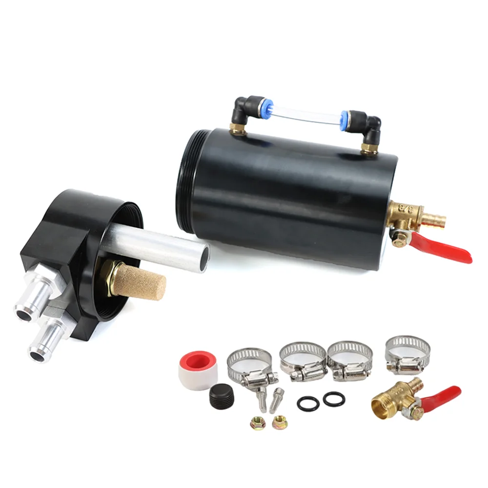 Aluminum Alloy Engine Oil Breather Tank Car Modification Oil-Gas Separator with Copper Burnt Filter Core and Recovery Tank