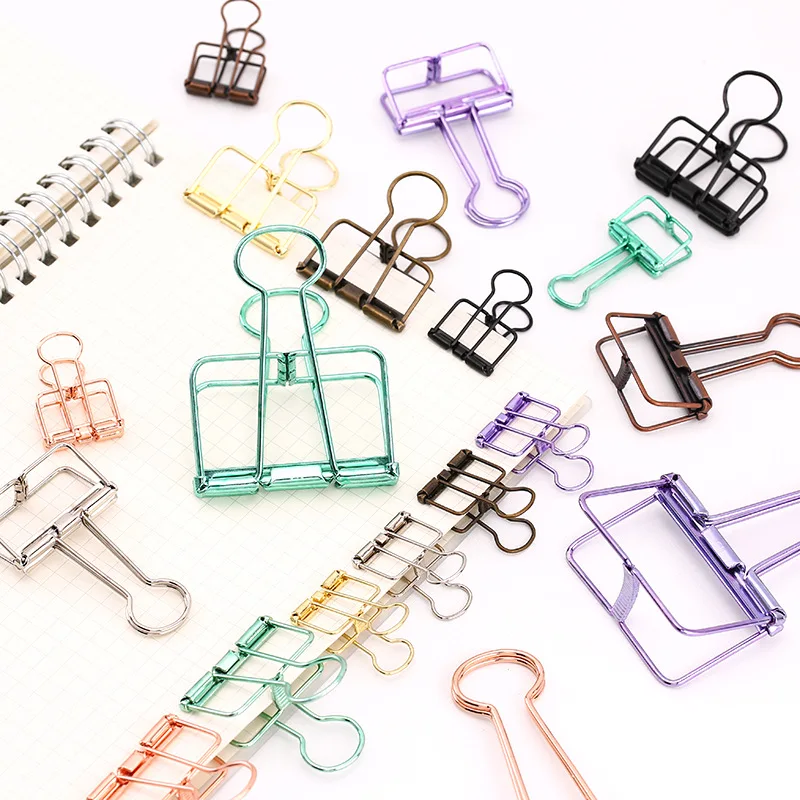 8 Colors 3 Sizes Ins Colors Gold Sliver Rose Green Purple Binder Clips Large Medium Small Office Study Binder Clips