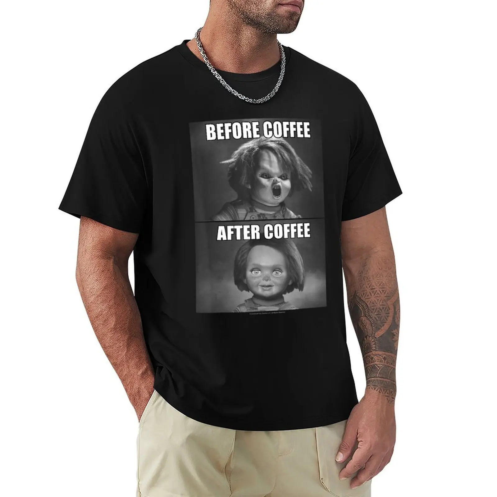 Chucky Before Coffee After Coffee T-Shirt cotton t shirt pack T-Shirt