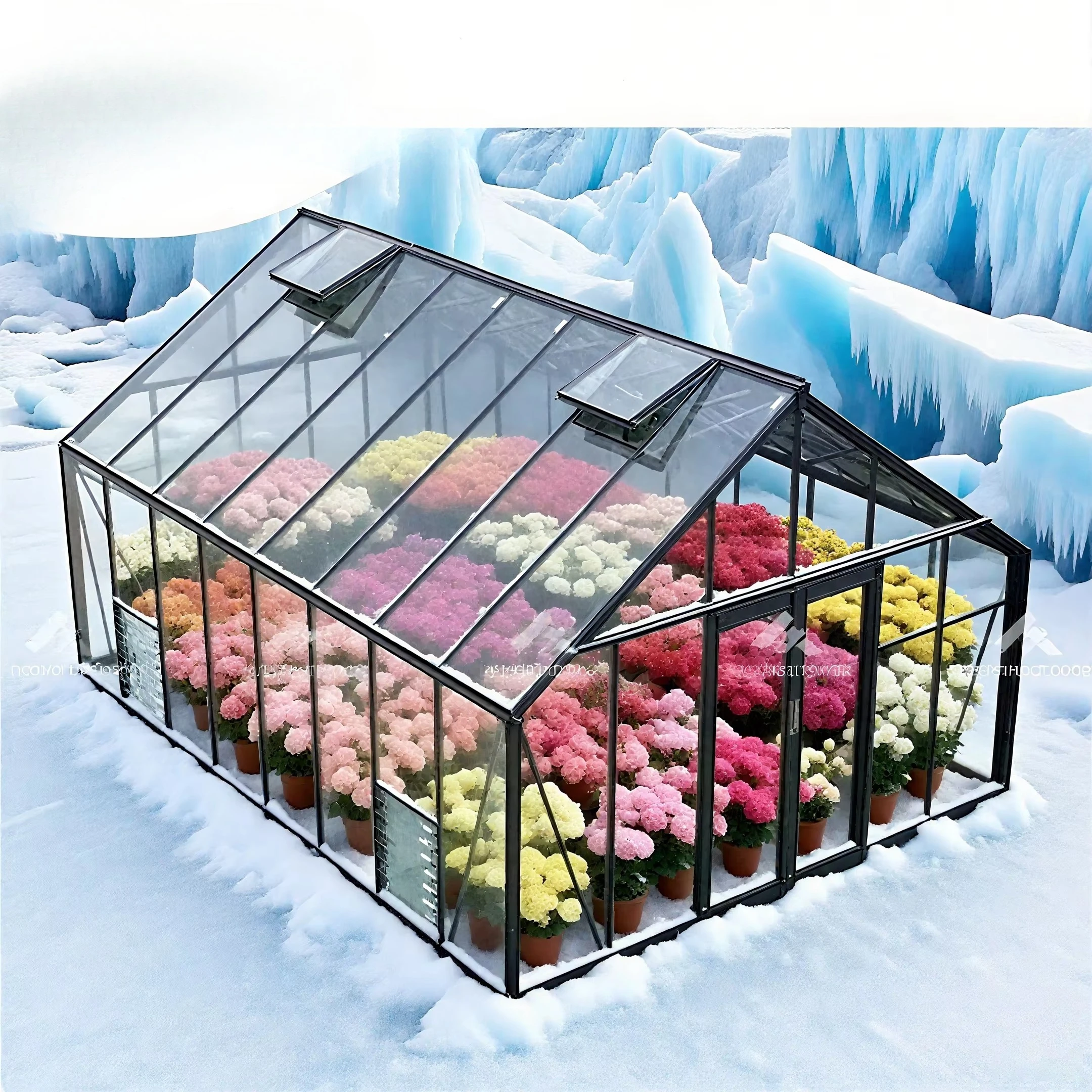 

Super wind-resistant tempered glass greenhouse kit outdoor high-thickness aluminum frame backyard garden greenhouse