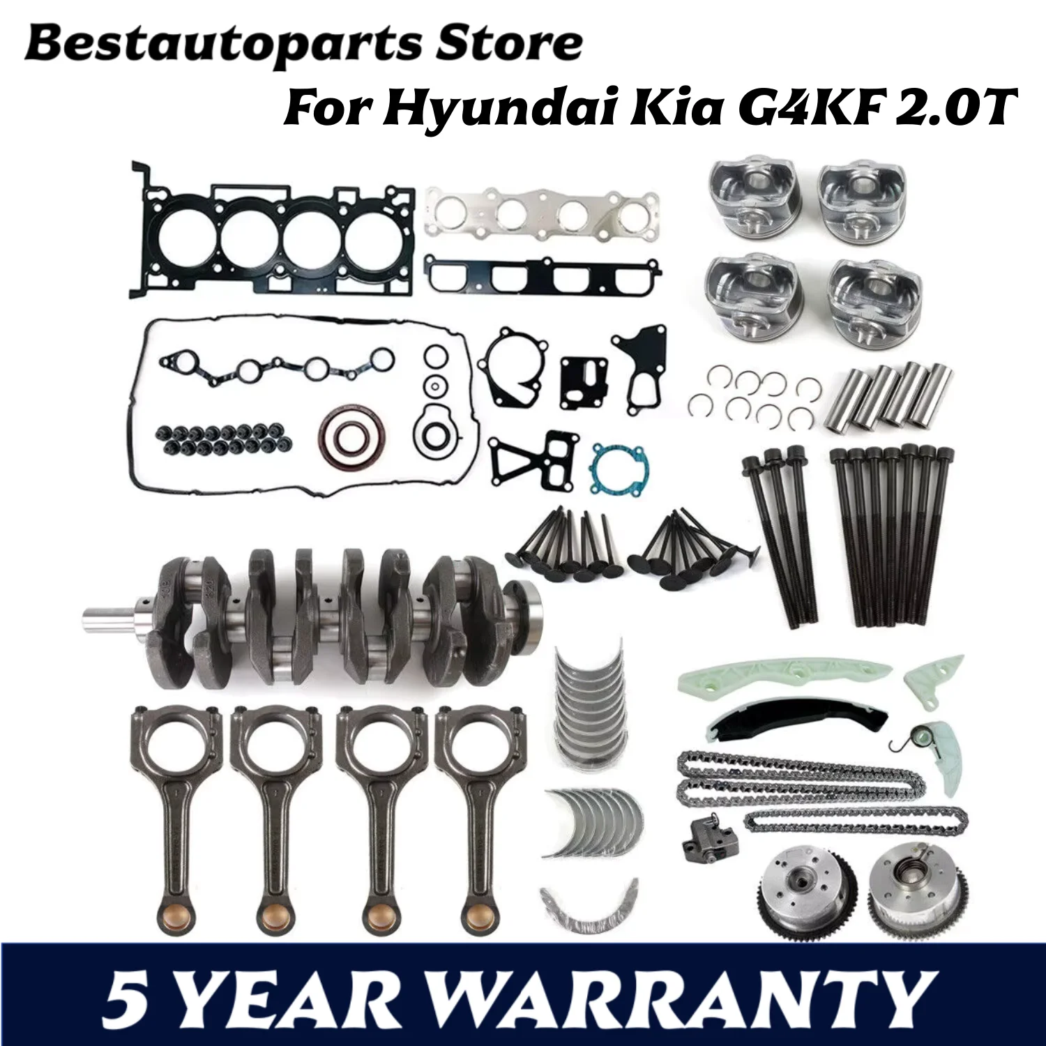 

G4KF 2.0T Engine Rebuild Overhaul Kit Crankshaft Pistons Rings Gaskets set For Hyundai Sonata Tucson KIA Sportage Forte Soul