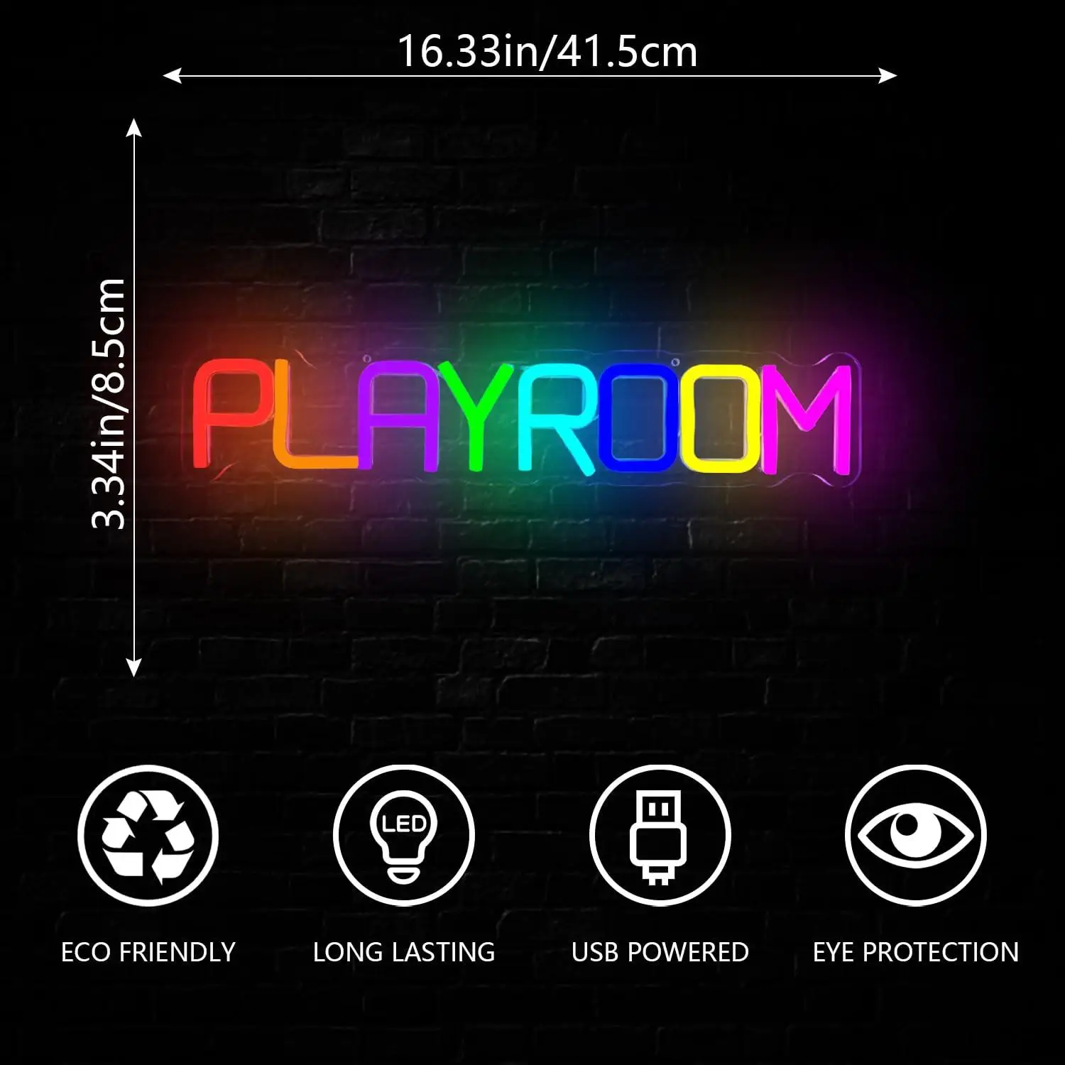 Playroom Neon Sign USB Dimmable LED Light For Kids Play Area Toy Zone Children Bedroom Family Activity Space Wall Art Decor Gift