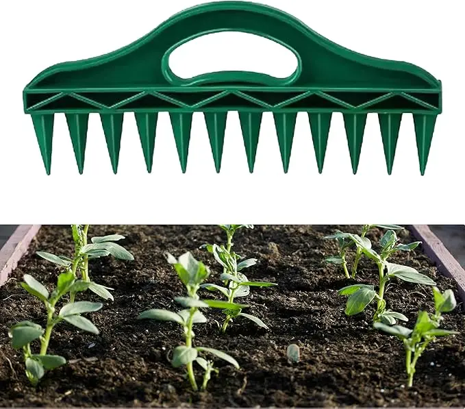 Plantador de Sementes de 12 Furos para Canteiros Elevados e Vasos - Ferramenta de Jardinagem com Espaçamento Fixo e Controle Manual da Profundidade (Sólido 190g)
