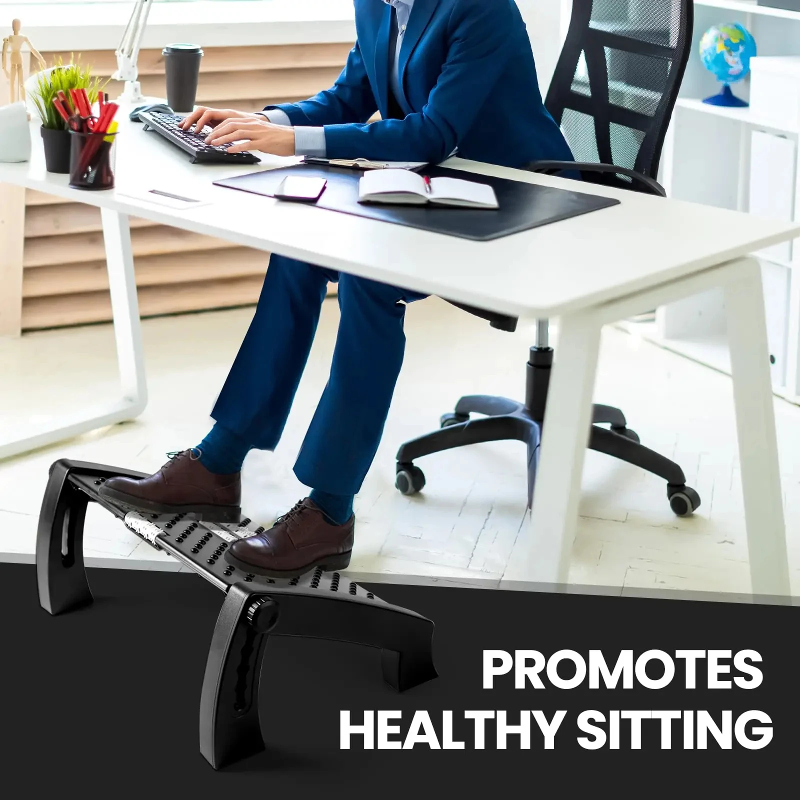 BEISHI Portable Under Desk Foot Rest Ergonomic Footrest Foot Stool Massage for Pressure Pain Relief For Home Office