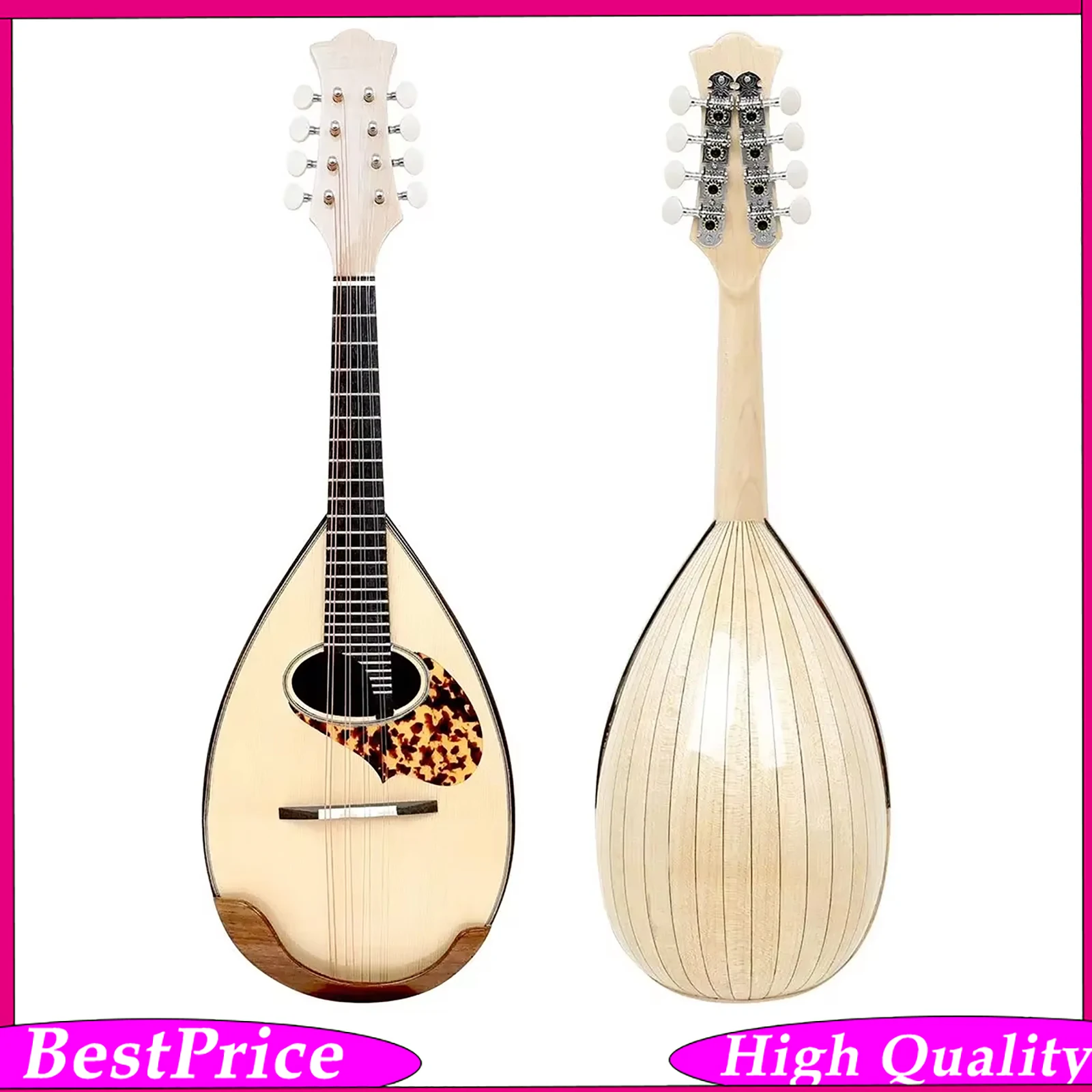 IRIN MD-60 8 String Mandolin Maple Wooden Handmade Japanese Spoon Shaped String Instrument for Stage Studio Practice Concert